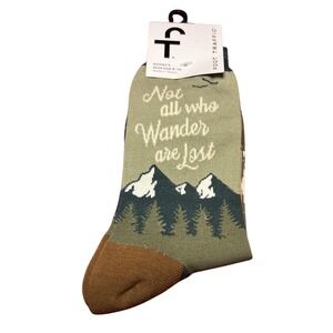 Foot Traffic Women Novelty Socks Sz 4 -10 Not All Who Wander Are Lost Tolkien
